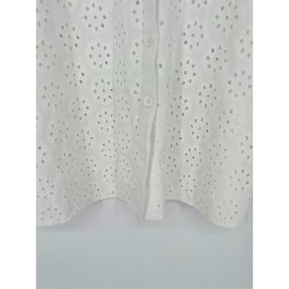 ICanToo Top Women Size XL White Eyelet Lace Button Up Capsule Cottage Romantic - Picture 4 of 10